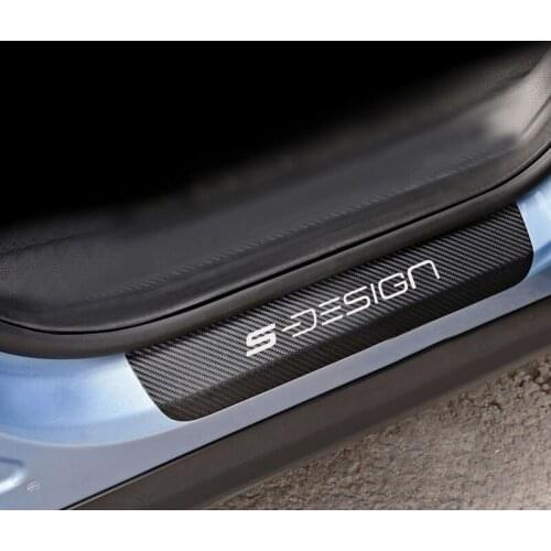 4PCs Door Threshold Guard For Fiat Tipo Sdesign Carbon Fiber Pu leather Car Accessories