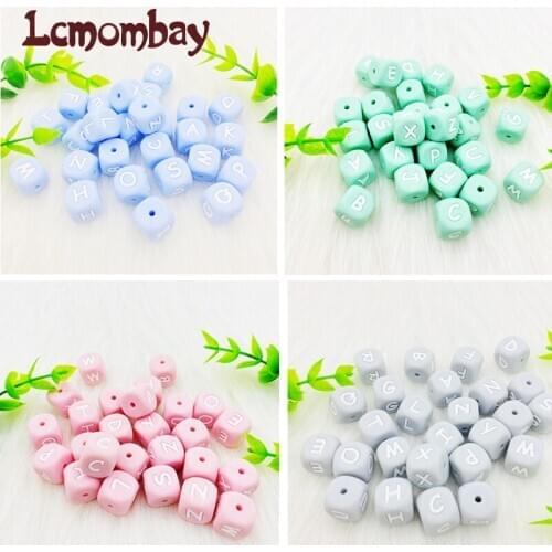 500pcs candy color Silicone English Alphabet Beads 12mm Letter BPA Free Material For DIY Baby Teething Necklace Baby Teether
