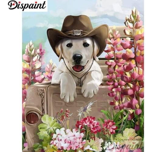 Dispaint Full Square/Round Drill 5D DIY Diamond Painting "Animal dog flower"3D Embroidery Cross Stitch Home Decor Gift A12246