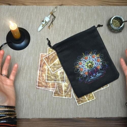 Pattern Velvet Tarot Card Storage Bag Board Game Card Mini Drawstring Package Bag Jewelry Crystal Storage Witch Divination