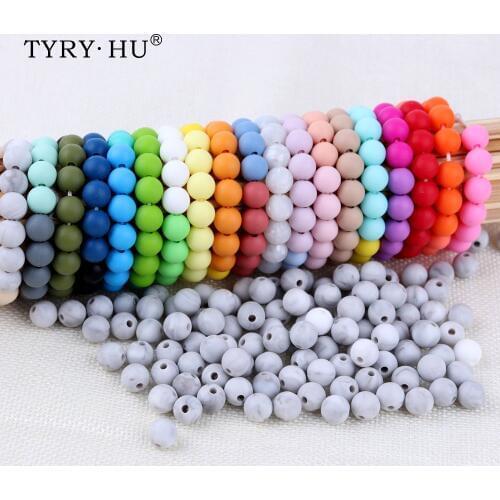 TYRY.HU 10pc Silicone Round Beads 12mm Diy Baby Teether Silicone Teething Necklace Accessories Pacifier Clips Crib Bead