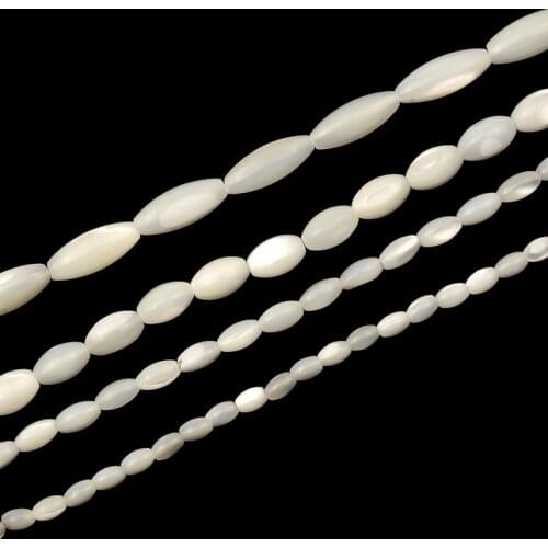 Natural Stone Rice Shape Shell Beads White Beads For Jewelry Making Spacer Loose Beads Diy Bracelet Jewellery 15inches