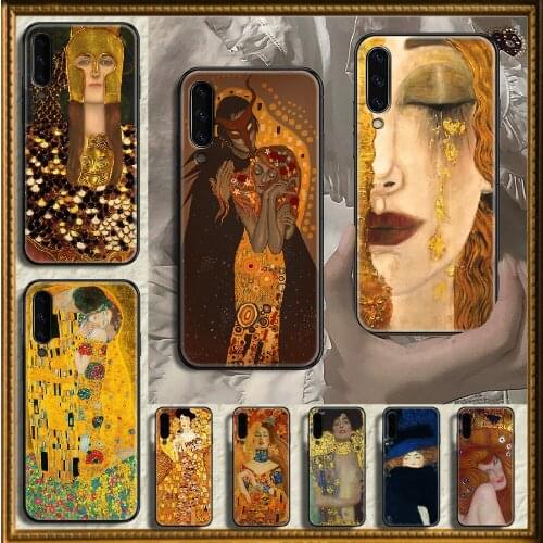 Gustav Klimt Art Kiss Phone case For Samsung Galaxy A 3 5 7 8 10 20 21 30 40 50 51 70 71 E S 2016 2018 4G black painting Etui