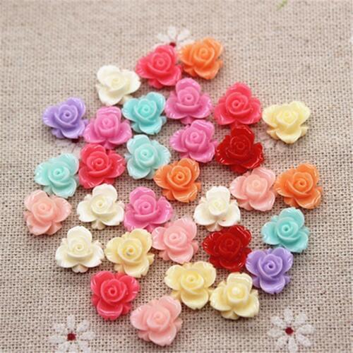 50pcs 11mm Mix Colors Resin Flower Flatback Cabochon DIY Scrapbooking Decorative Craft Making