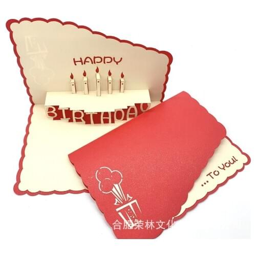 Birthday Cake Greeting Card Creative 3d Paper Carving Hollow Brilliant Color Greeting Card Size Material Model Number Type