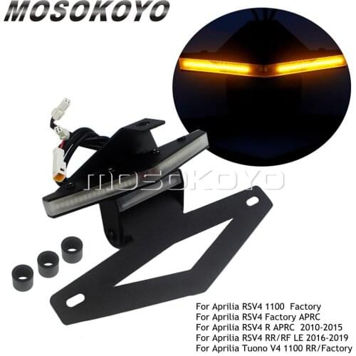 For Aprilia RSV4 RR RF Complete LED Tail Tidy Stealth Fender Eliminator Kit Integrated Turn Signals License Plate Light Bracket