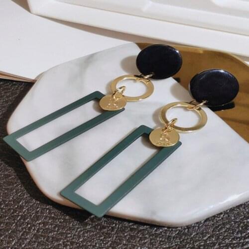 Milangirl Elegant Geometric Rectangle Acrylic Stud Earrings Female Fashion Joker Long Metal Earrings for Women Jewelry Making