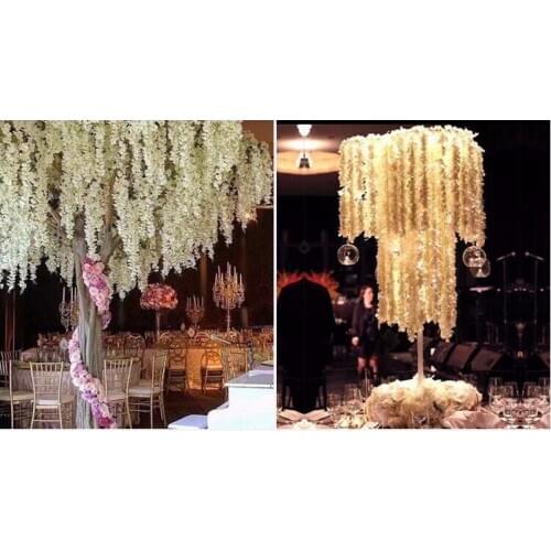 Exellent 2M/pcs Long White Hydrangea Garland Rattan Artificial Silk Wisteria Vine For Wedding Decoration Shooting Props Supplies