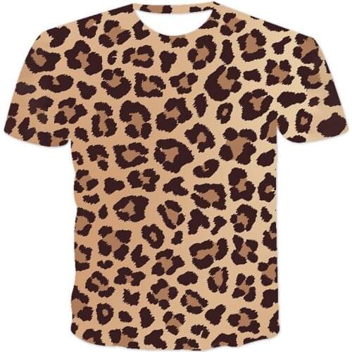Summer Unisex Couple Short-Sleeved Loose T-Shirt 3D Printing Leopard Print Round Neck Pullover Casual Streetwear Fashion XXS-6XL