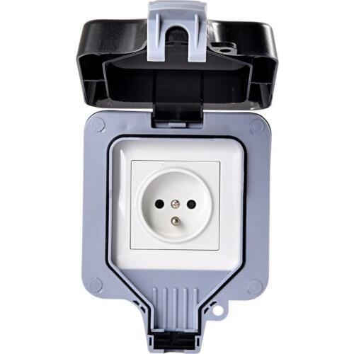 IP66 France Standard Power Outlet Waterproof and Bright Outdoors Cover Wall Socket 16A 250V