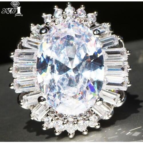 YaYI Fine Jewelry Princess Cut White Claw Set 14*20mm Huge Expensive Cubic Zirconia Silver Color Wedding Party Lovers Rings