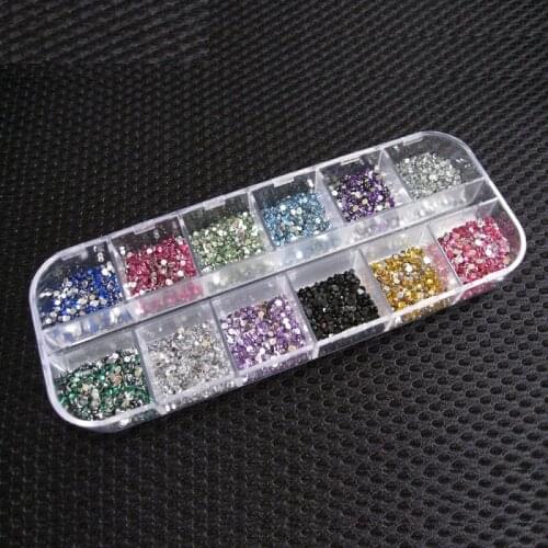 JOYLIVE 3000pcs 2mm Round Colorful Glitters With Hard Case DIY Nail Art Decorations Rhinestones Nail Decoration
