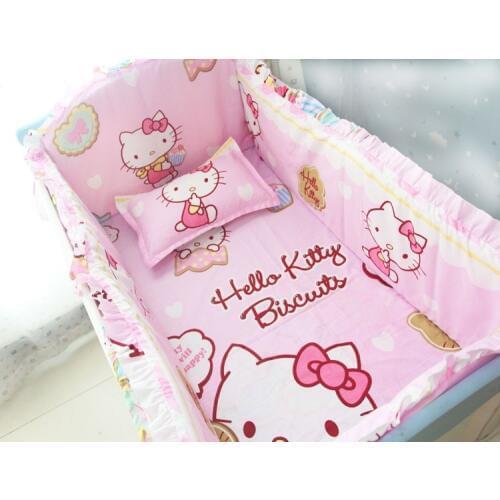 6PCS Cartoon baby bedding set baby crib bedding sets baby bed linen kit berço Cot Fence Decor (4bumpers+sheet+pillow cover)