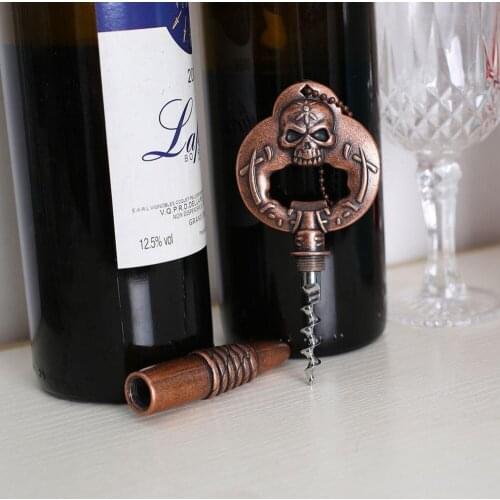 Creative Corkscrew Wine Beer Opener 2 in 1 Bottle Opener Skull Red Wine Zinc Alloy Bottle Opener Classic Vintage Home Bar Tools
