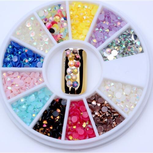Multicolor Many Styles Mixed Size Resin Rhinestones Shinning Phone CaseStickers DIY Nail Art Decoration in 15g Wheel Body Crafts