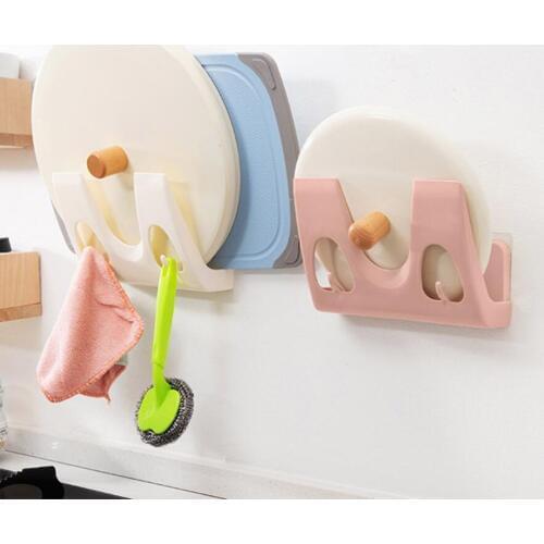 Multi-function No Drilling On Wall Hanging Cutting Board Pot Lid Rack Shovel Spoon Knife Spatula Holder Lid Spoon Holder 145gA