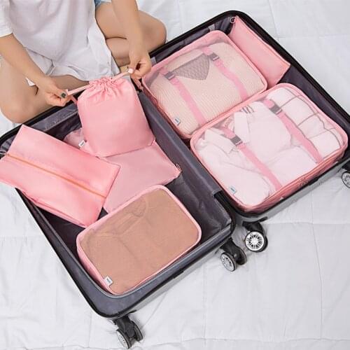 7PCS Travel Waterproof Storage Bag Set For Cloth Organizer Tidy Wardrobe Suitcase Travel Organizer Bag Case Shoes Packing