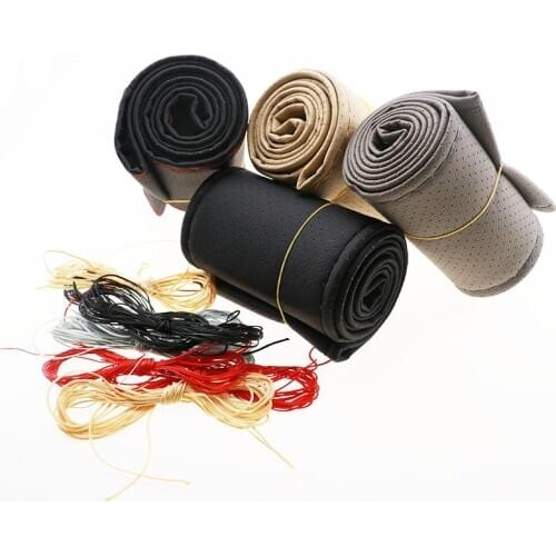 Non-slip breathable artificial leather 38cm car steering wheel cover for Honda Toyota Camry Corolla RAV4 Yaris Highlander/Land