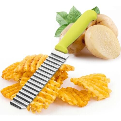 New Kitchen Potato Slicer Cutters Small Size Stainless Steel Potato Chips Cut Kitchen Knife Slicers Cooking Tools Reusable