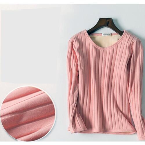Autumn Winter Plus Velvet t shirt Cashmere Warm Thick Long Sleeve shirt Women Tee Shirt femme Vintage Casual Ladies Tops Tshirt