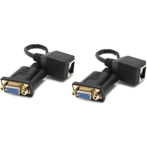 VGA Extender Converter Adapter Cable Cord, Cat5/Cat5E/RJ45 Female Network Cable Connector