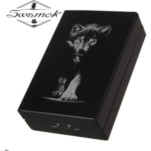 Personalized Ultra Thin Black Wolf Metal Cigarette Case Boxes Automatic Cigarette Tobacco Holder Storage Case Pocket-case Gifts