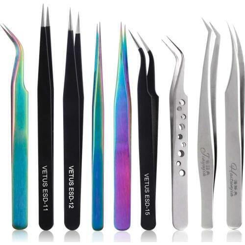 Stainless Steel VETUS Eyelash Extension Tweezers Non-magnetic Volume Eyelash Tweezer Lashes Individual Eyelashes Make Up Tools