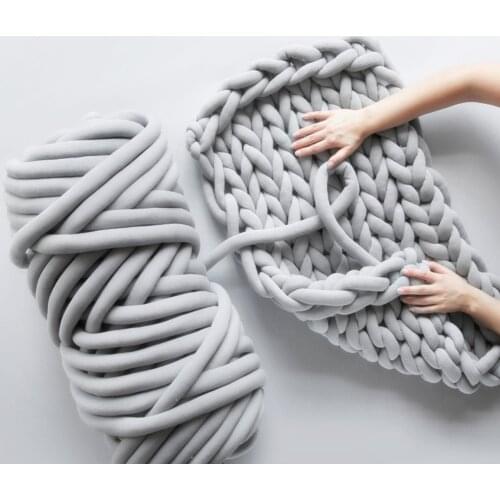 Hand Woven Blanket Cord Core Cloth Strip Coarse Wool DIY Bulky Yarn Wool Arm Knitting Crochet Cotton Cord Chunky Soft Roving