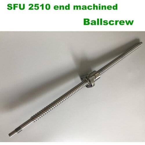 BallScrew SFU2510 650 to 1000 mm ball screw C7 with 2510 flange single ball nut BK/BF20 end machined for cnc Parts