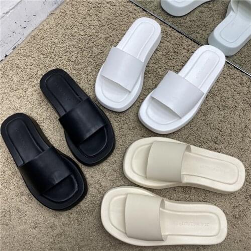 Platform Slip On Slippers Women Summer Slides Wedge Heel Fashion Flip Flops Beach Peep Toe Height Increasing Slides Outdoor Wear