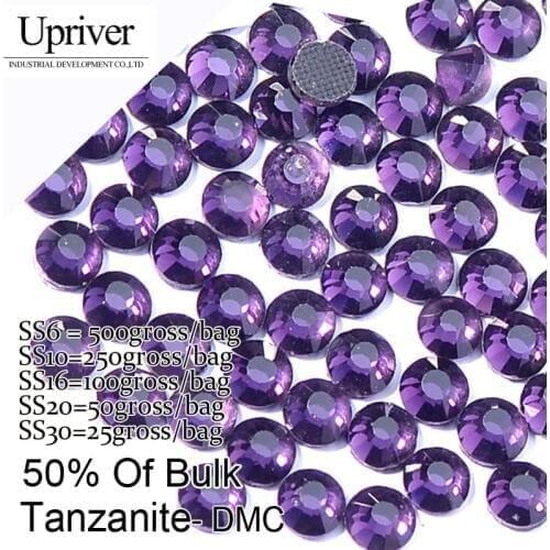 Bulk Packing Shiny Stones Flatback Best Quality SS6 SS10 SS16 SS20 SS30 Tanzanite Hotfix Rhinestones