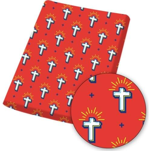 Polyester Cotton Fabric Religion Theme Print Sewing Fabric Quilting Cloth for DIY Mask Kid Clothes Dress Making Supplie 45*145cm