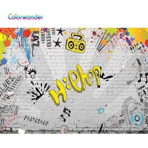 Vinyl graffiti white brick wall photography backdrop newborn children background for photo studio photo