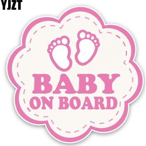 YJZT 15.7*15.7CM Flowers Graphic Lovely Car Sticker Colored Cartoon BABY ON BOARD Decoration C1-5524