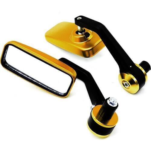 1 Pair 7/8" 22mm Rectangle Motorcycle Rear View Side Mirror Handle Bar End 360 Degree Swivel Head For Bike Aluminum 5 Colors