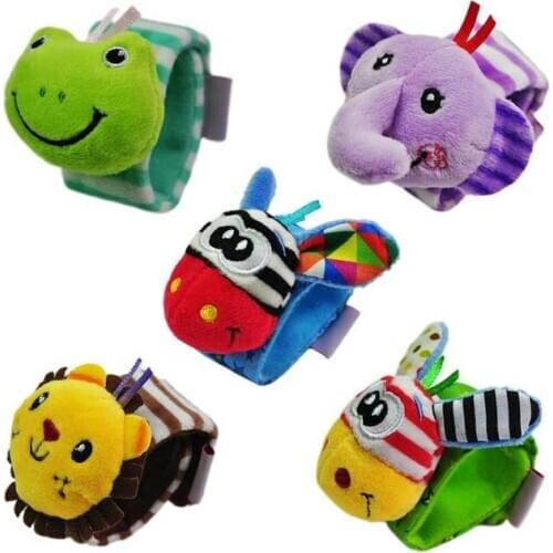 1pc Cute Baby Rattles Cartoon Animal Baby Toy Wrist Strap Infant Newborn Soft Handbells Plush Toy 0-24 Months Birthday Gifts