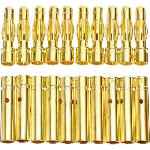 10Pair 4mm RC Battery Gold-plated Bullet Banana Plug High Quality Male Female Bullet Banana Connector