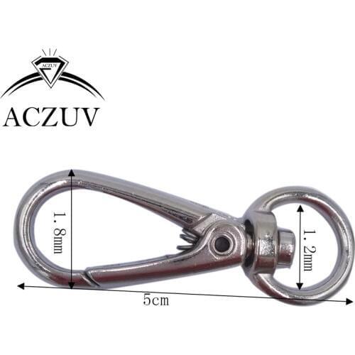 100pcs Rhodium Plated 50mm Metal Swivel Lobster Clasp Snap Hook fit Purse Chain Keychains Handbag Buckles DIY Accessories SLC007