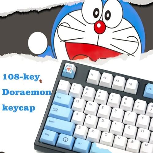 108 Key Animation Doraemon Keycap PBT Sublimation OEM Height DIY Mechanical Keyboard Keycap Cross Shaft for Cherry MX Switch 104