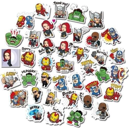 Disney 40pcs Cartoon Superhero Iron Man Sticker Suitcase Guitar Piano Bike Car Decoration Graffiti Sticker Waterproof