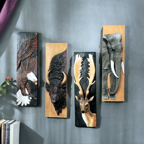 42X12.3CM RETRO EUROPEAN ANIMAL WALL DECORATION SIMULATION DEER LIVING ROOM MURAL STORES BAR STEREO WALL PENDANT EAGLE ELEPHANT