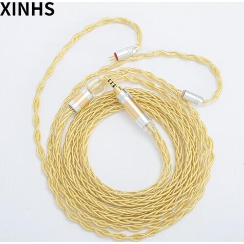 8 Strand High Purity Single Crystal Copper Plated Gold Wire 2.5/3.5/4.4MM With MMCX/2PIN/QDC/TFZ For SE846 SE535 TRN QDC TFZ