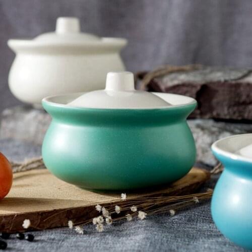 650ml oil tank Ceramic oil tank with cover Large chili oil tank Stew in water for single confinement meal pots cooking pot Stew