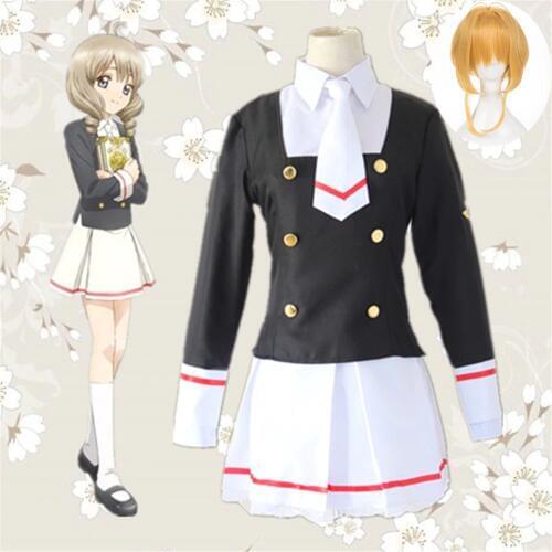 Cardcaptor Sakura Clearcard Cosplay Costume Kinomoto Sakura Tomoyo Daidoji Cosplay Costume Sailor Dress School uniform Outfits