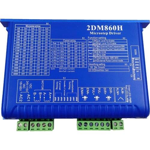 CNC 2DM860H NEMA23/34 motor two-phase digital stepper motor driver Mach3 engraving machine CNC system stepper motor driver JMC