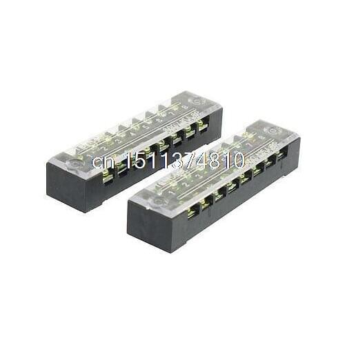Double Row Screw Terminal Barrier Strip Block 8 Position 600V 15A 2 Pcs