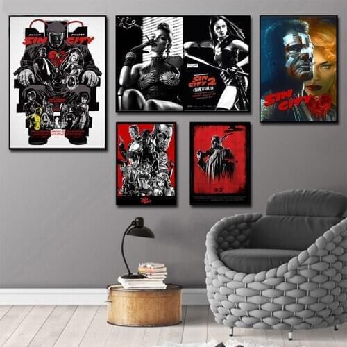 Sin City Poster City Wall Art for Living Room Bar Wall Decoration Painting Picture Posters and Prints