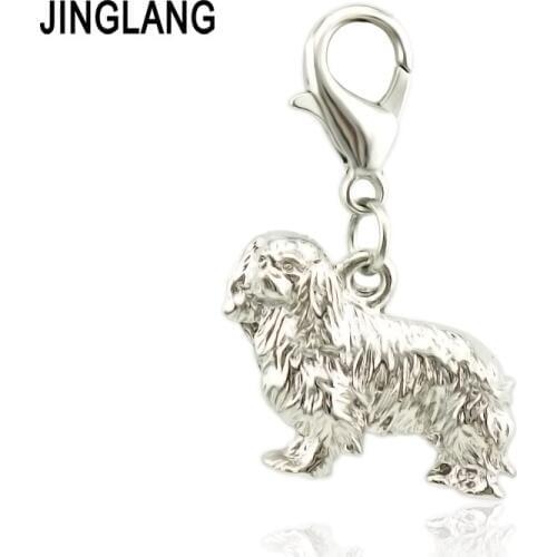 JINGLANG Alloy Metal Fashion Dog Charms For DIY animal Pendant Necklace Bracelet Women 12pcs