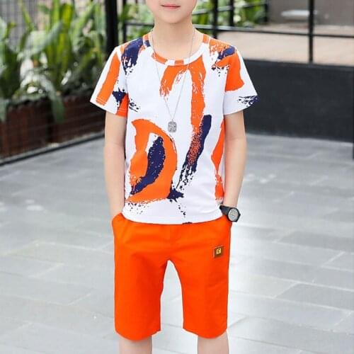 Graffiti letters boy two-piece suit boy baby clothes in summer