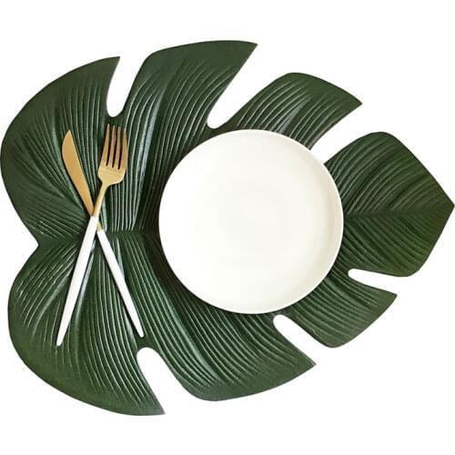 Kitchen Placemat Leaves Pvc Dining Table Mat Disc Pads Bowl Pad Coasters Waterproof Table Decor Pad Slip-resistant Placemat Tool